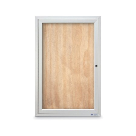 United Visual Products Slim Enclosed Corkboard, 11"x13-1/2", White Alum Frame/Pumice UVEB1113-WHITE-PUMICE